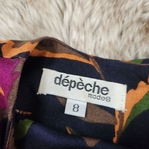 Dépèche Mode Vintage Long Sleeve Floral Shirt Dress Size 8 - Picture 5 of 12
